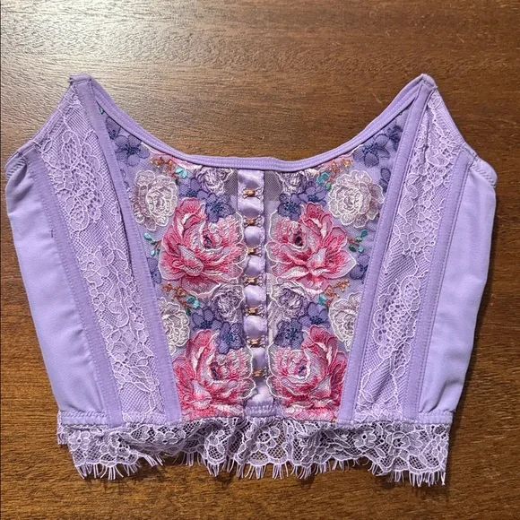 Victoria's Secret Dream Angel Lavender Floral Lace Bustier Sz Small EUC - Picture 5 of 16